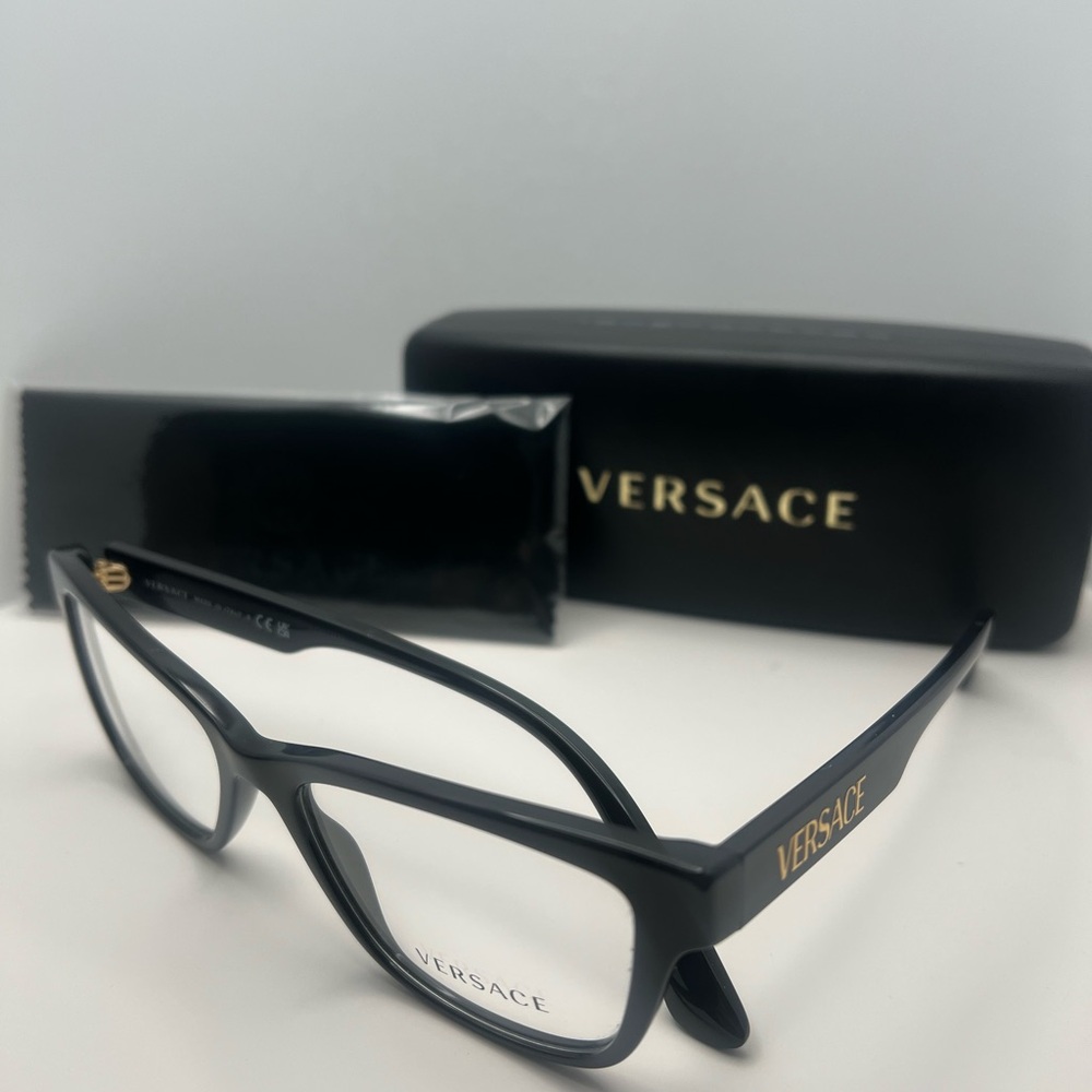 Versace Black and Gold Frame Glasses
